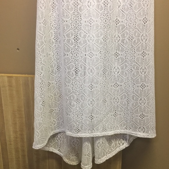 OP white lace bathing suit cover up/ long shirt - Picture 4 of 7